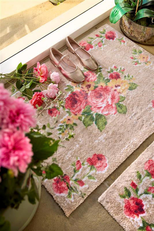 Vintage Rose Design Washable Door Mat