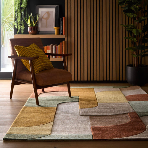 Origins Art Deco Retro Design Rug - Tan