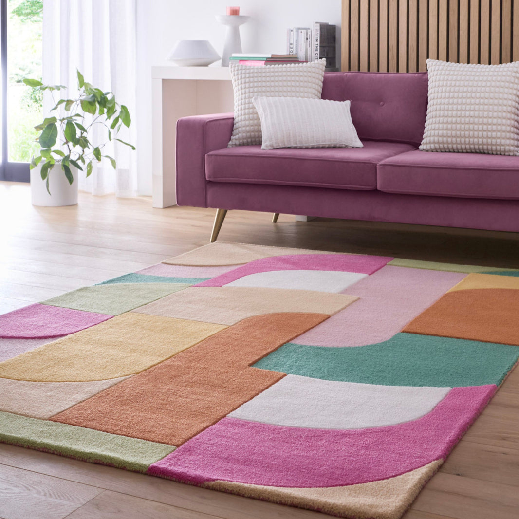 Origins Art Deco Retro Design Rug - Pink