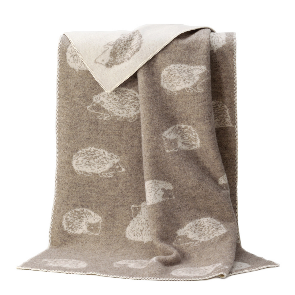 Hedgehog Design Wool Blend Blanket
