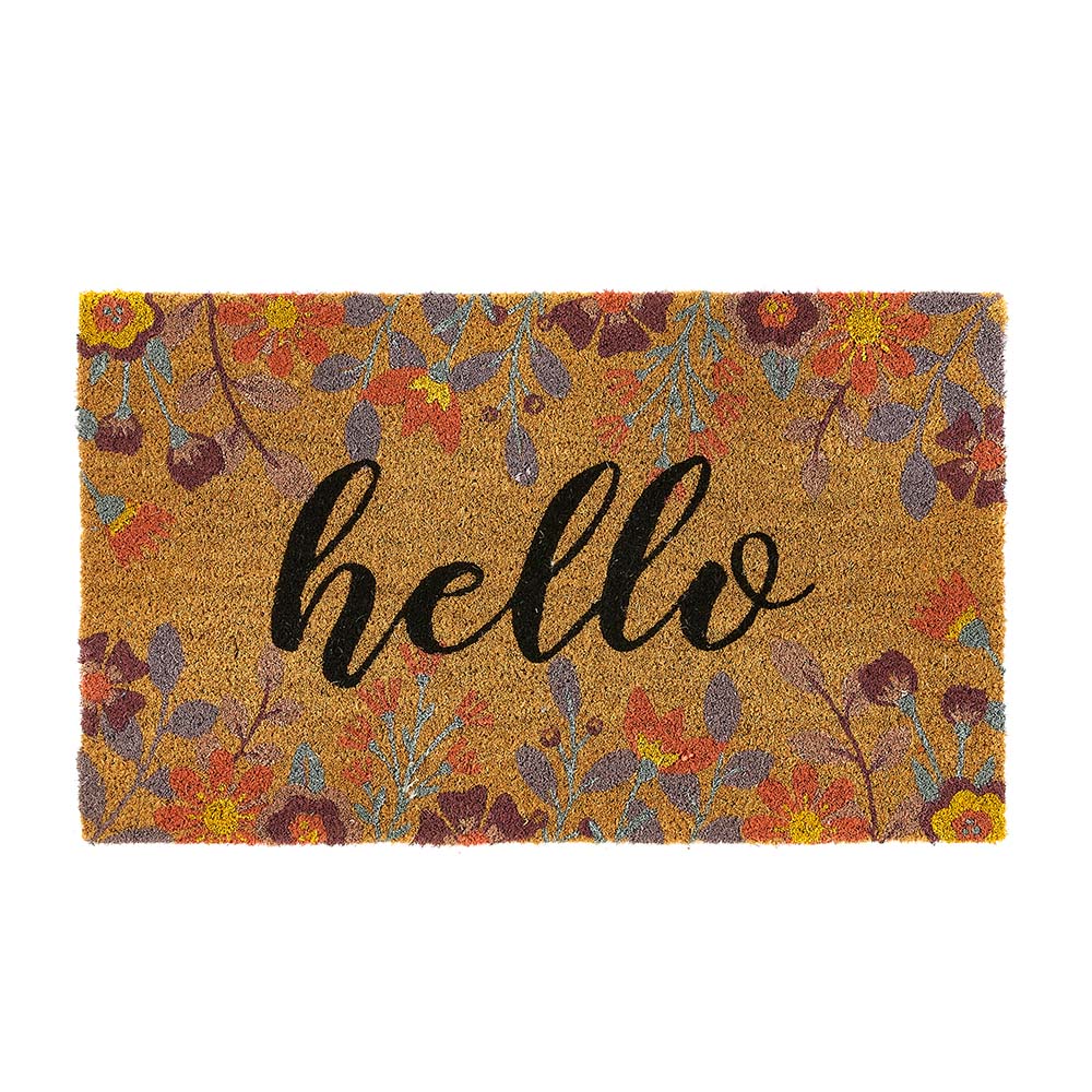 Floral Hello Printed Coir Doormat