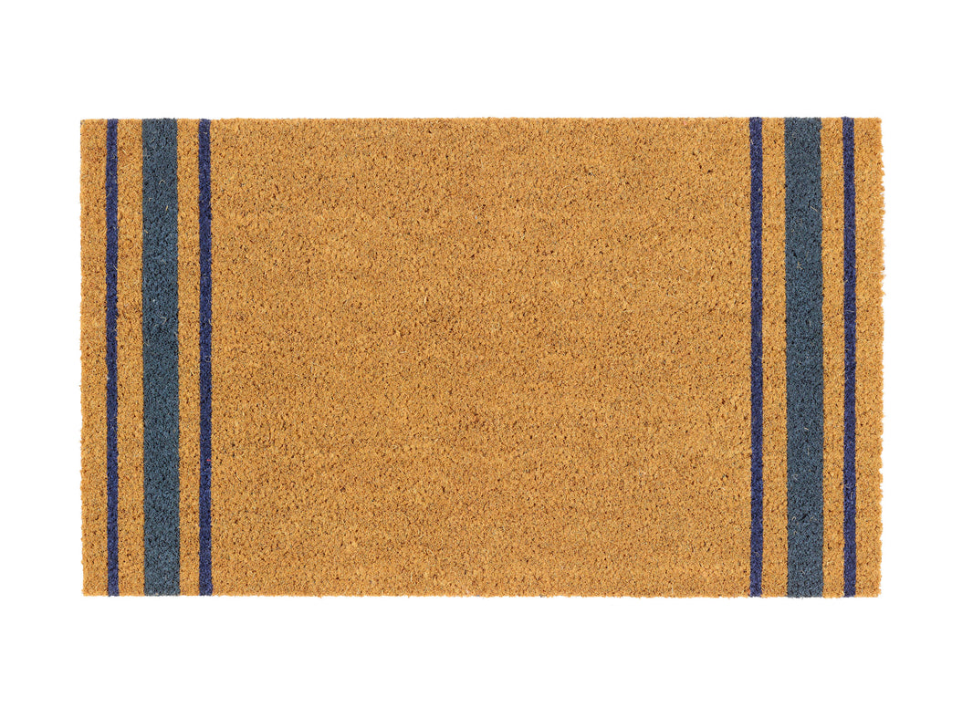 Navy Border Stripe Printed Coir Door Mat
