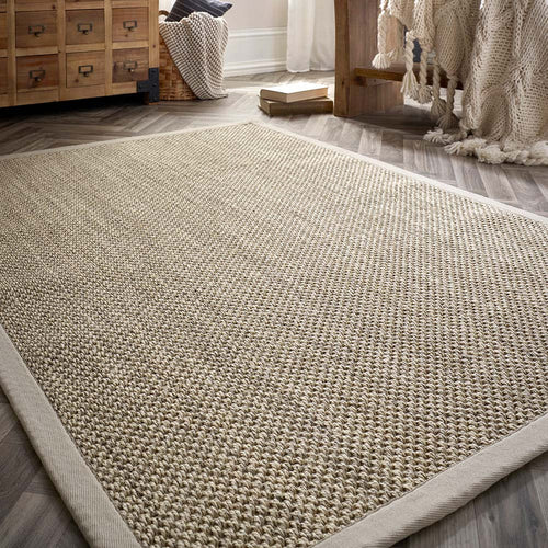Hand Woven Sisal Rug - Light Beige with Sand Border