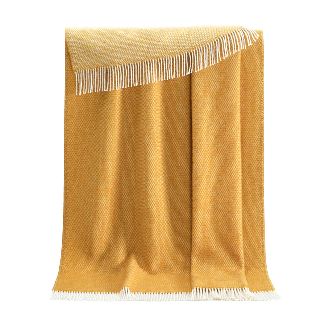Yellow Honeycomb Design 100% Wool Blanket