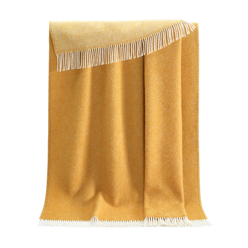 Yellow Honeycomb Design 100% Wool Blanket