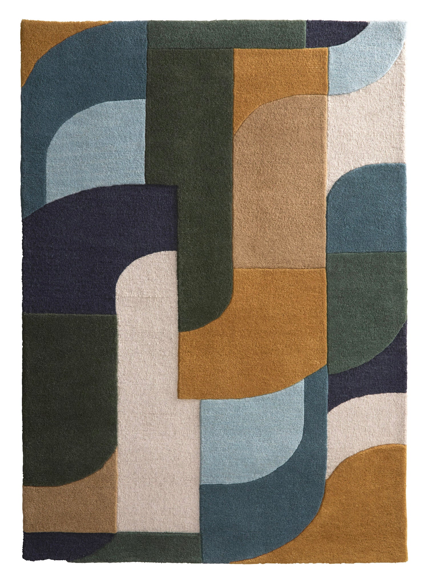 Origins Art Deco Retro Design Rug - Teal Blue