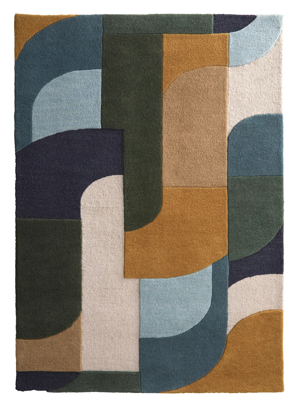 Origins Art Deco Retro Design Rug - Teal Blue