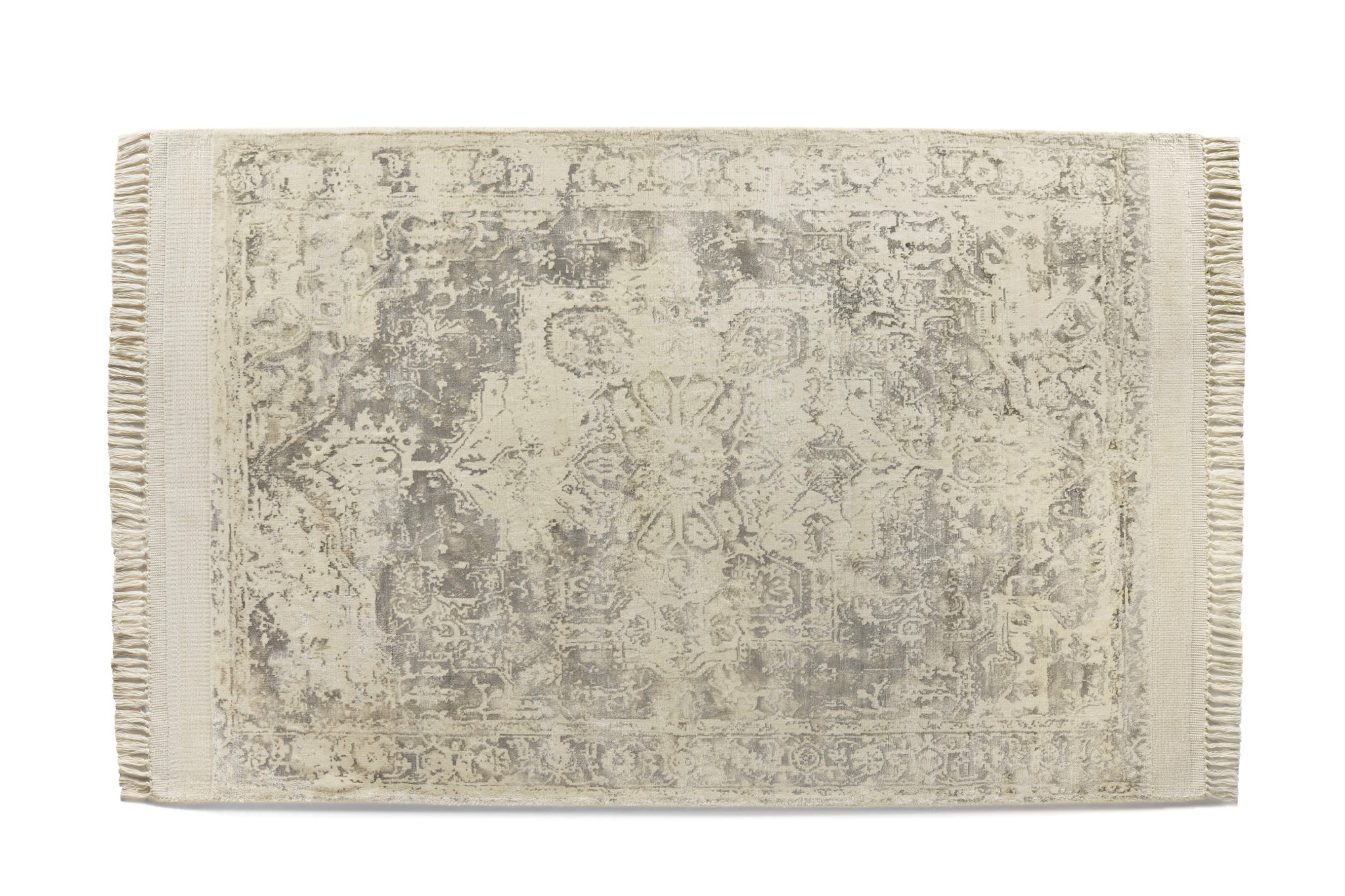 Rug Guru Vintage Fringe Mocha Oyster Handwoven Rug