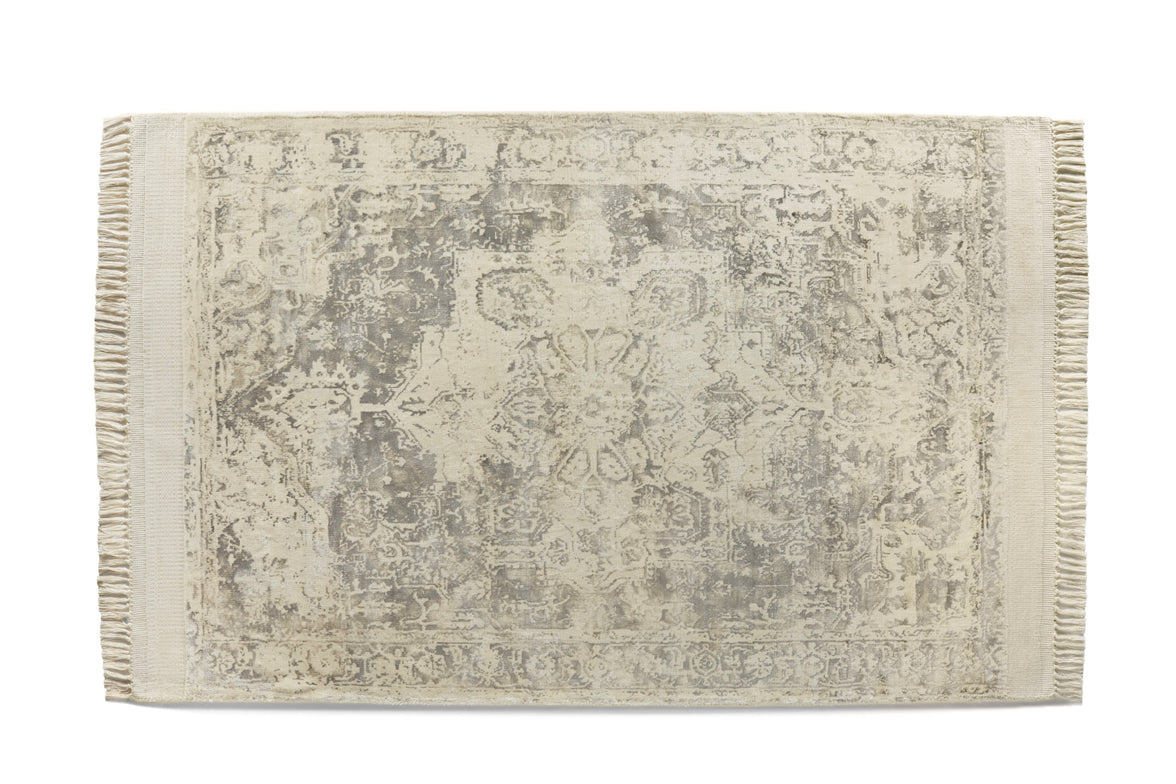 Rug Guru Vintage Fringe Mocha Oyster Handwoven Rug