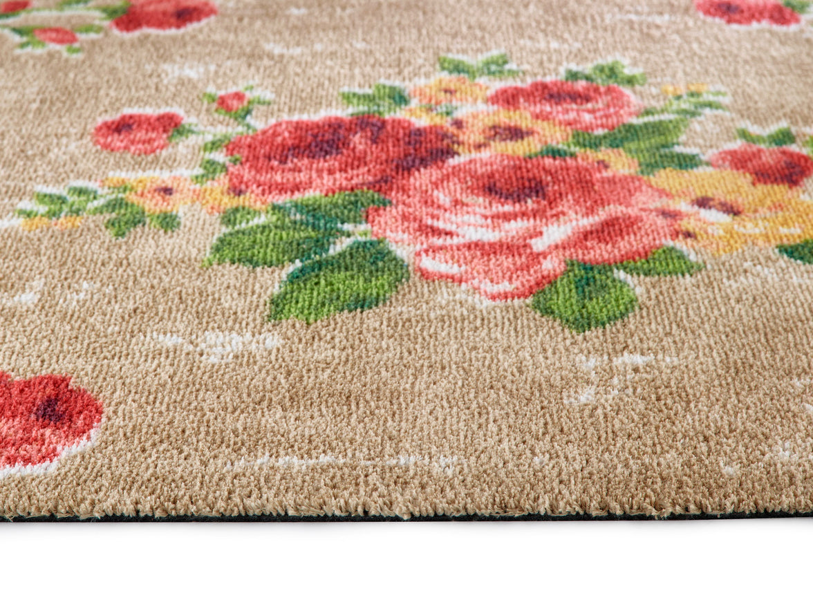 Vintage Rose Design Washable Door Mat