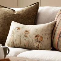Countryside Mice Reversible Check Cushion