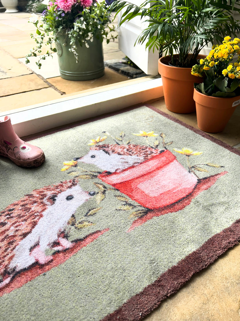 Hug Rug Washable Door Mat - Hedgehog Friends