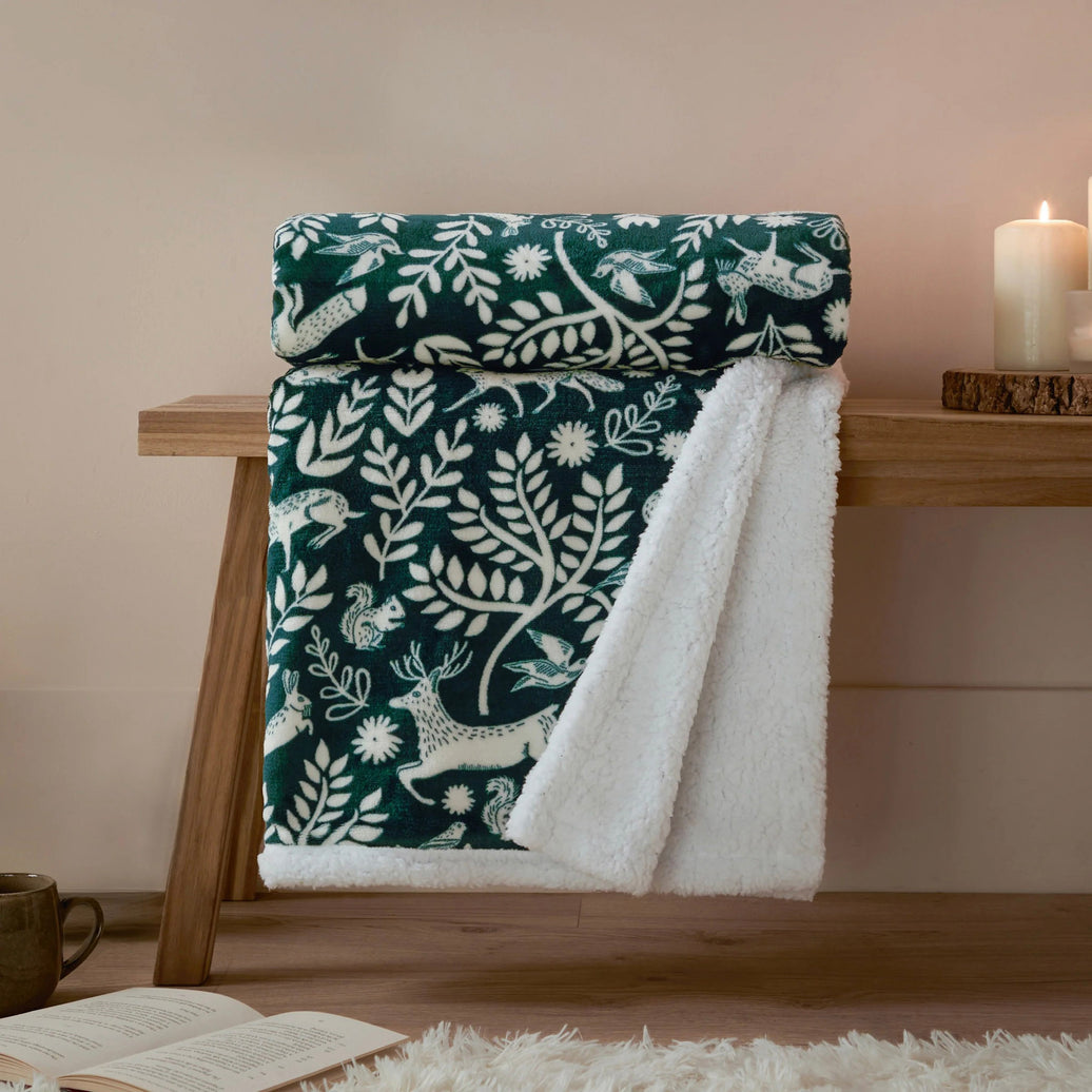Winter Woodland Sherpa Throw