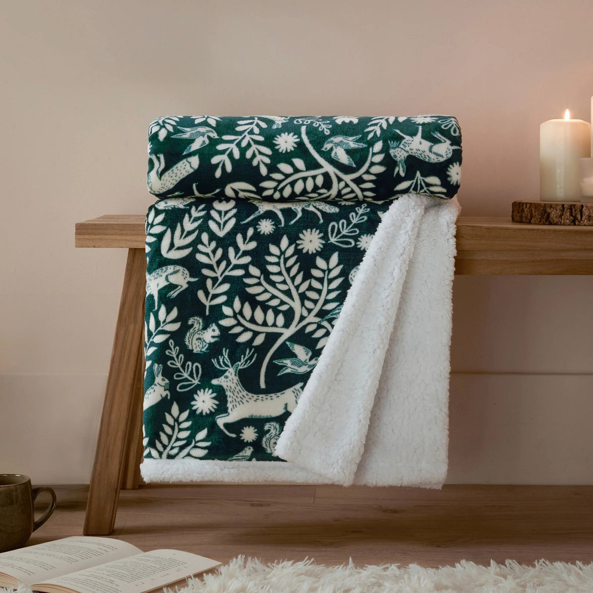 Winter Woodland Sherpa Throw