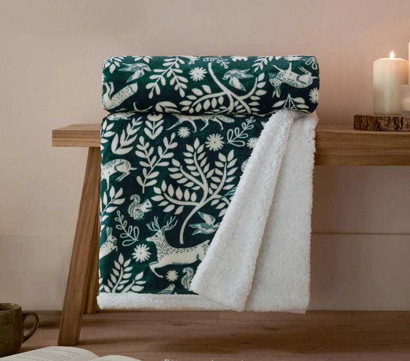 Winter Woodland Sherpa Throw