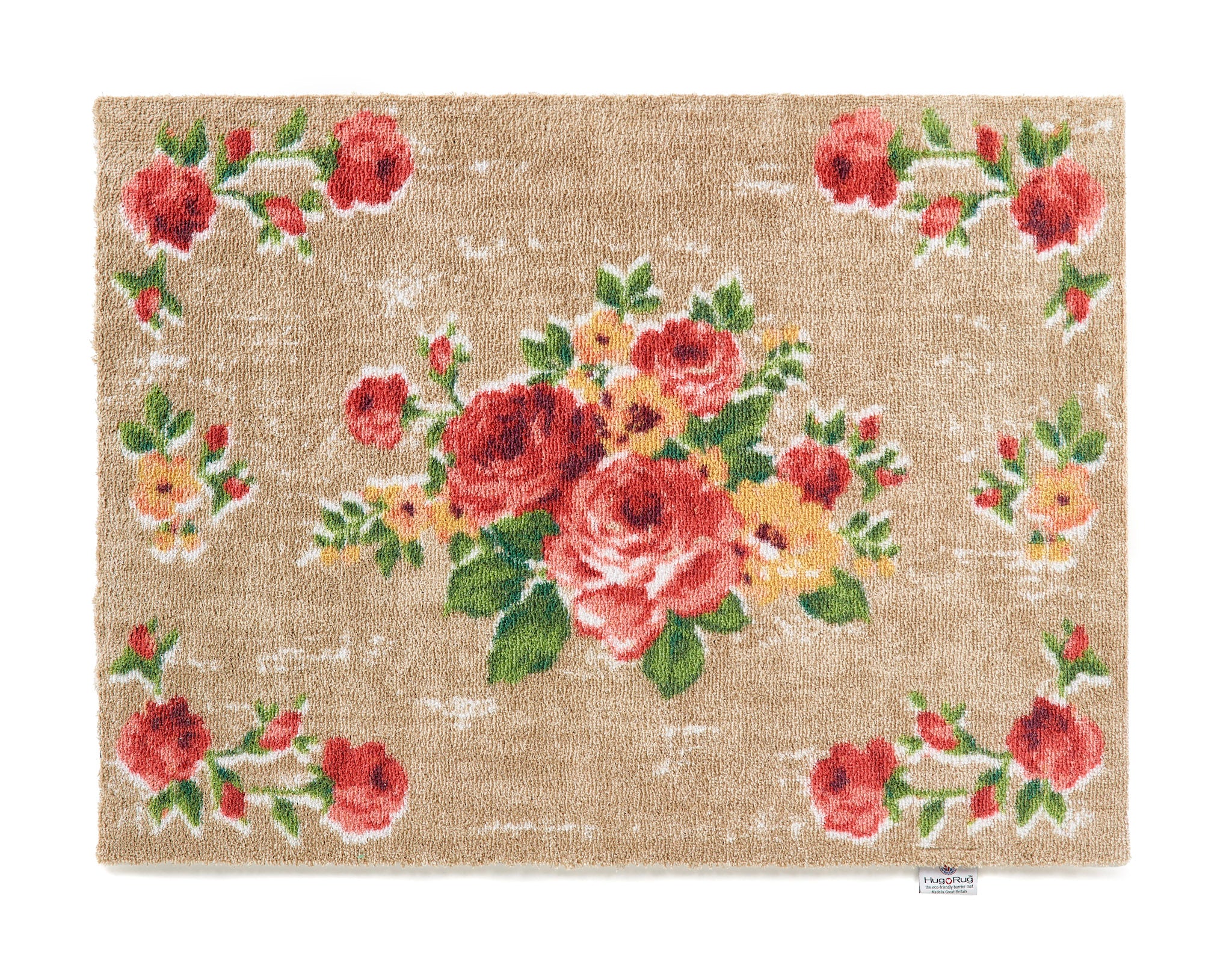 Vintage Rose Design Washable Door Mat