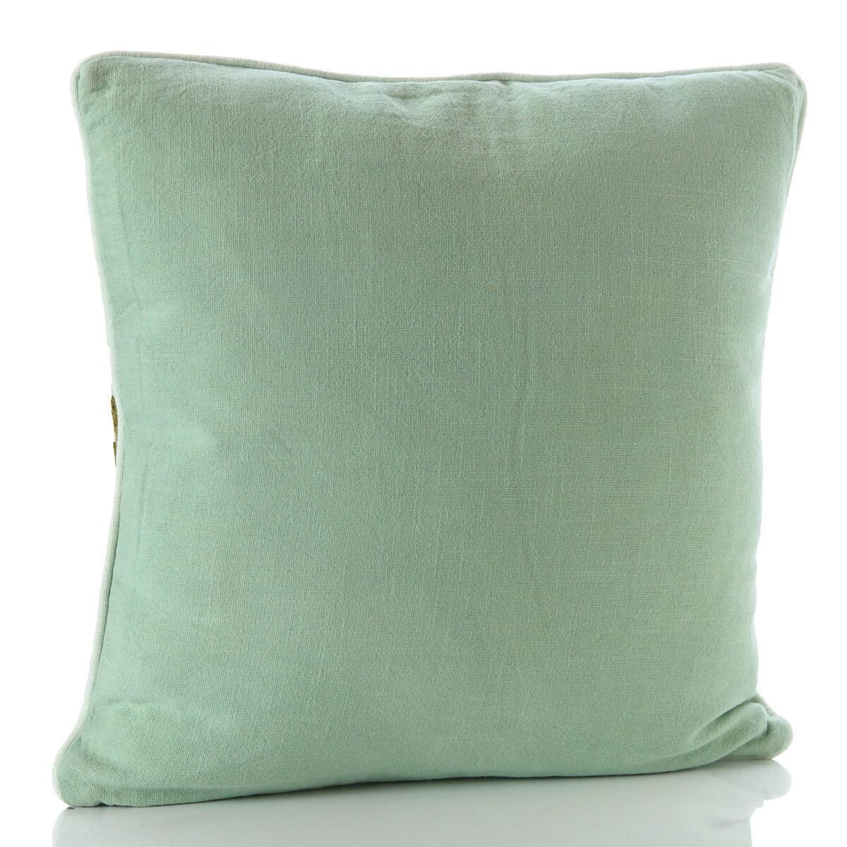 Blue Tits and Robins Embroidered Duck Egg Blue Cushion