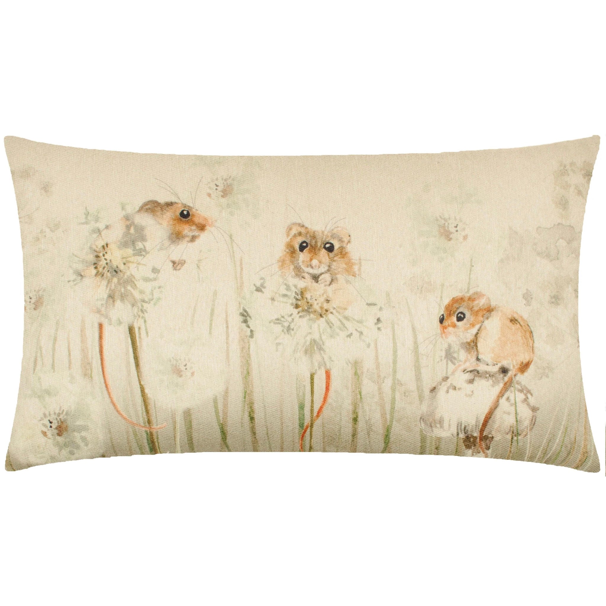 Countryside Mice Reversible Check Cushion