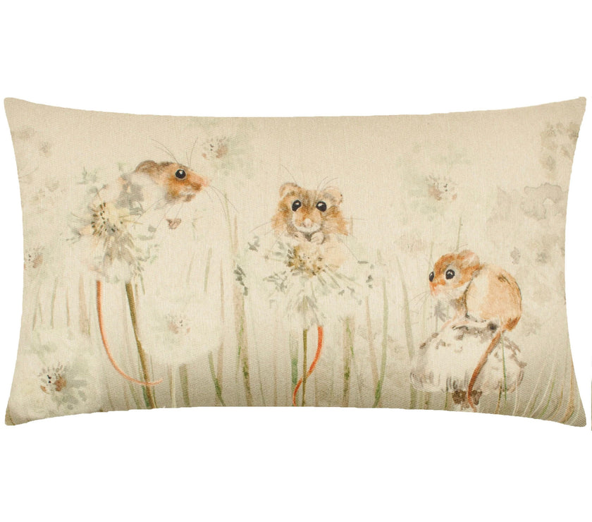 Countryside Mice Reversible Check Cushion