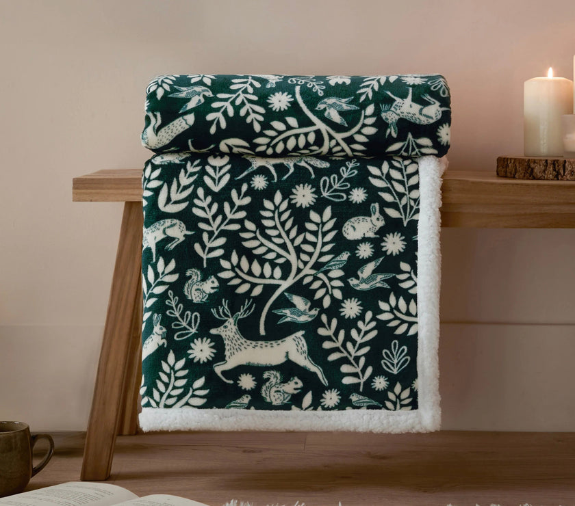 Winter Woodland Sherpa Throw