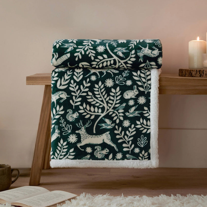 Winter Woodland Sherpa Throw
