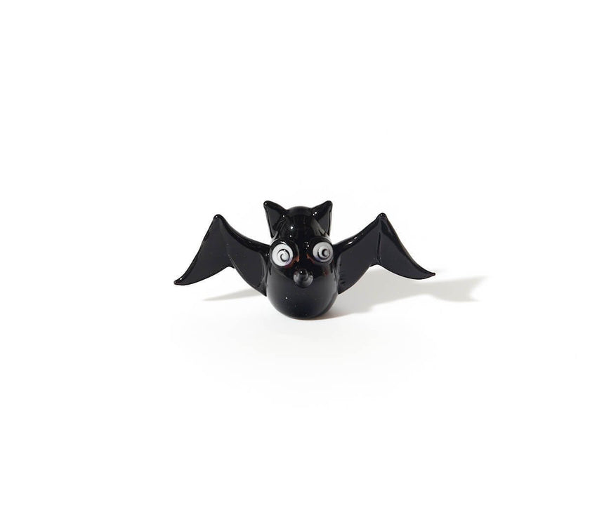 Cute black glass bat ornament with googly eyes for Halloween decoration