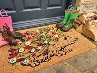 Floral Hedgehog Printed Coir Doormat