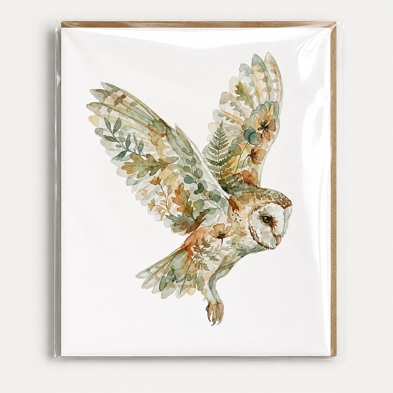 Botanical Owl Wildlife Watercolor Art Print: Print Only: Unframed / 8x10″ / 20x25 cm