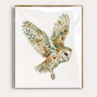 Botanical Owl Wildlife Watercolor Art Print: Print Only: Unframed / 8x10″ / 20x25 cm