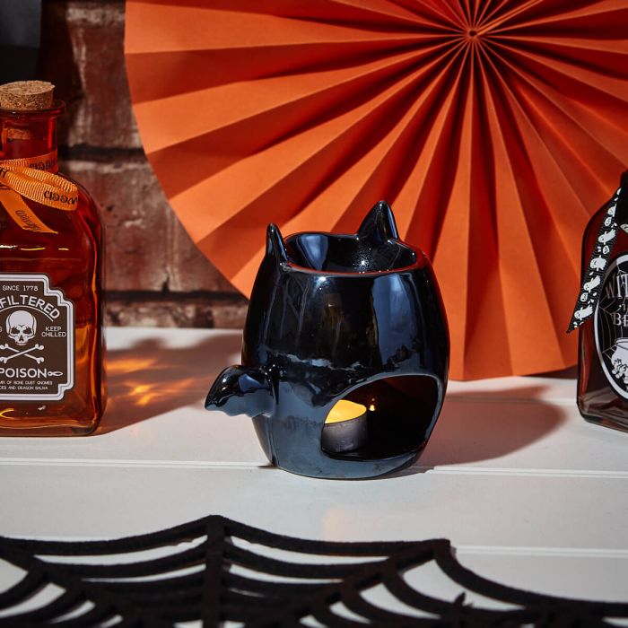 Black Pearlescent Bat-Shaped Halloween Wax Melt Burner