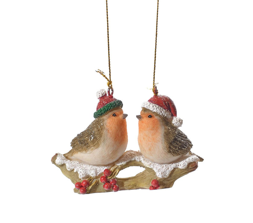 Robins on a Branch Hanging Ornament