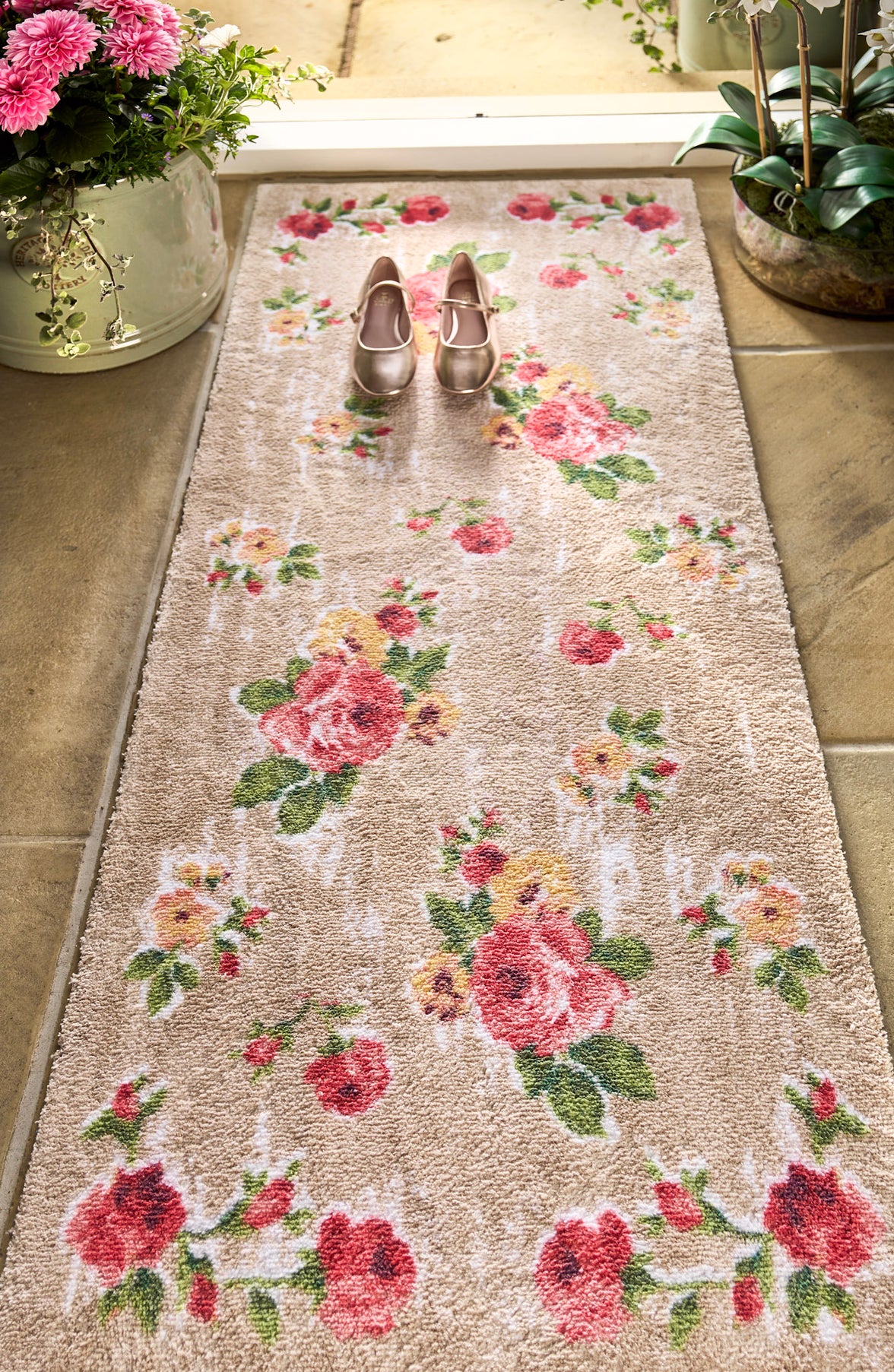 Vintage Rose Design Washable Door Mat
