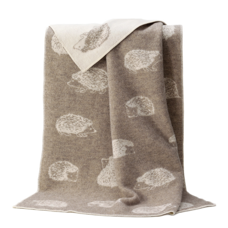 Hedgehog Design Wool Blend Blanket