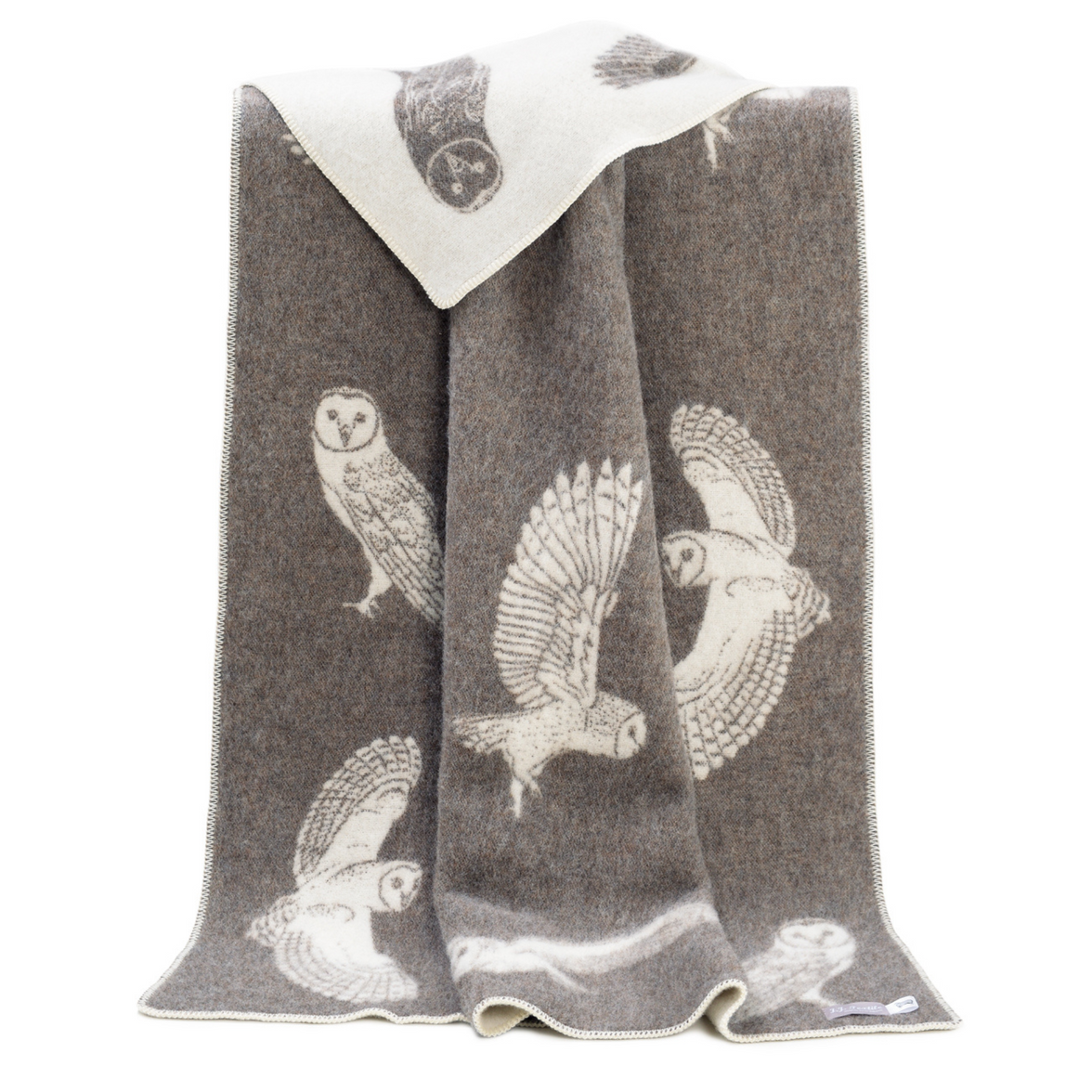 Barn Owl Design Stitched Wool Blend Blanket