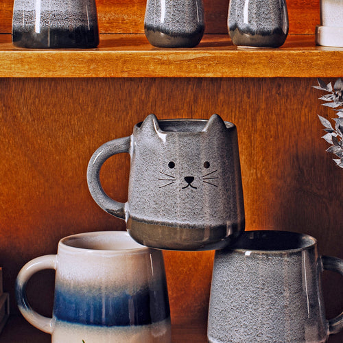 Mojave Glazed Cat Mug - Set of 2