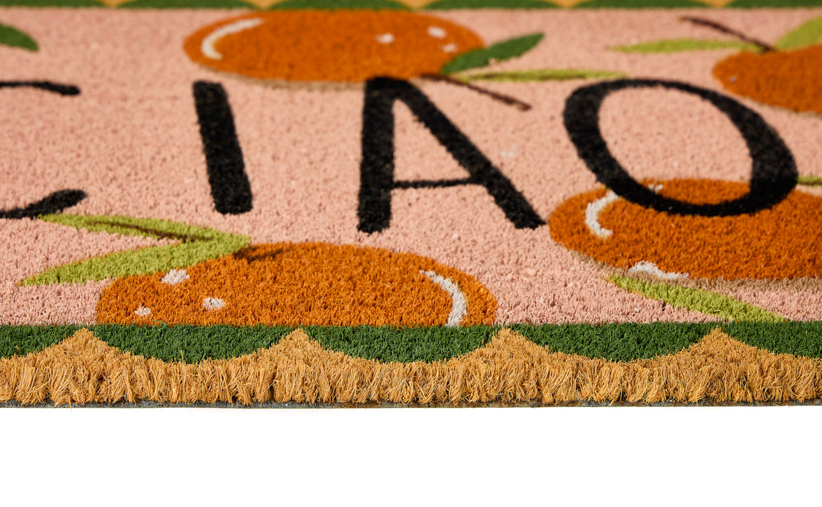 Printed 'Ciao' Oranges Coir Door Mat