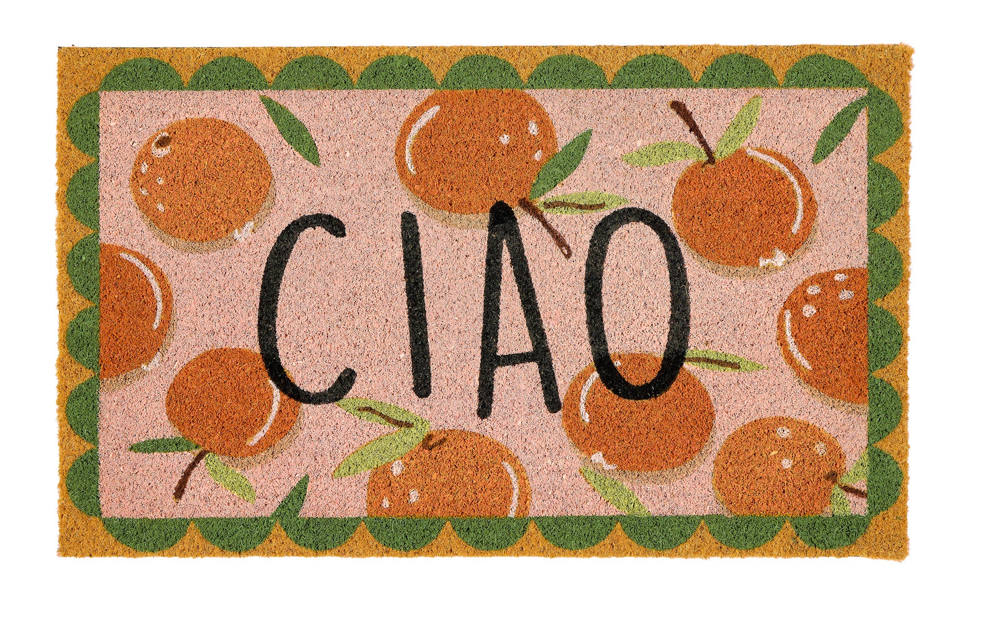 Printed 'Ciao' Oranges Coir Door Mat
