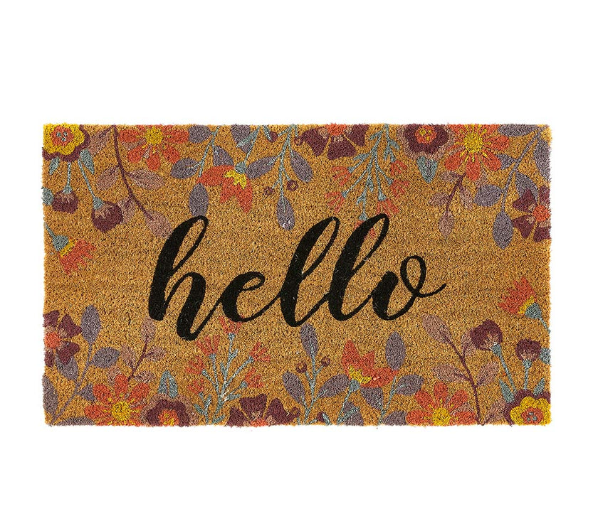 Floral Hello Printed Coir Doormat