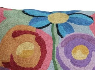 Embroidered Abstract Floral Cushion