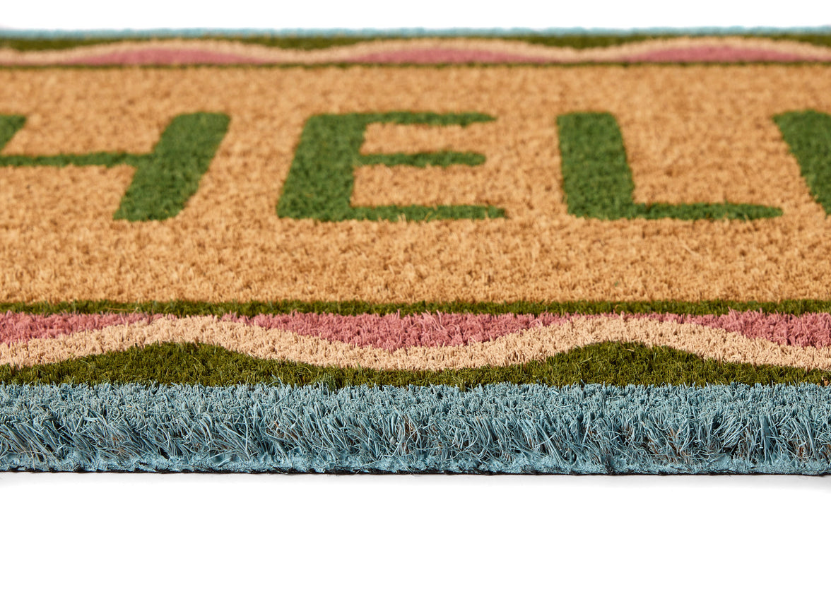 My Mat Printed 'Hello' Scallop Coir Door Mat