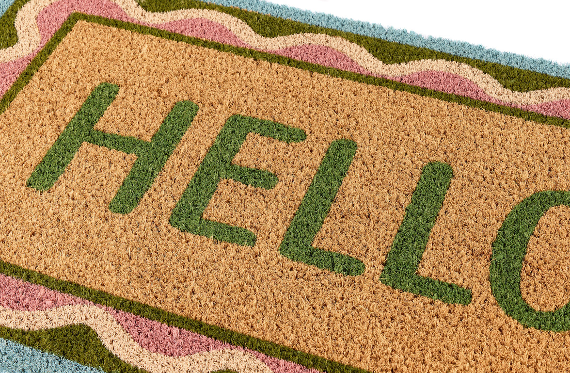 My Mat Printed 'Hello' Scallop Coir Door Mat