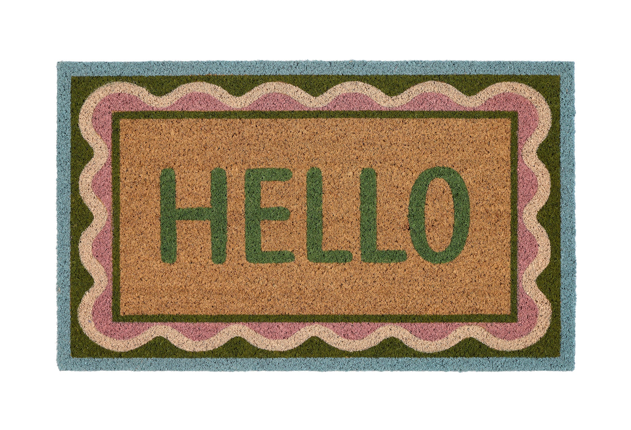 My Mat Printed 'Hello' Scallop Coir Door Mat