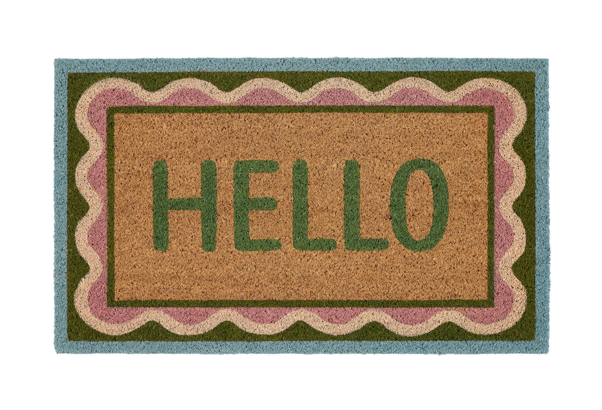 My Mat Printed 'Hello' Scallop Coir Door Mat