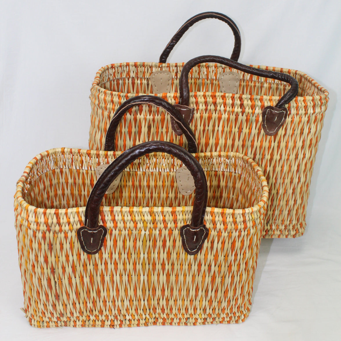 Natural Reed Handmade Moroccan Basket Tote - Set of 2