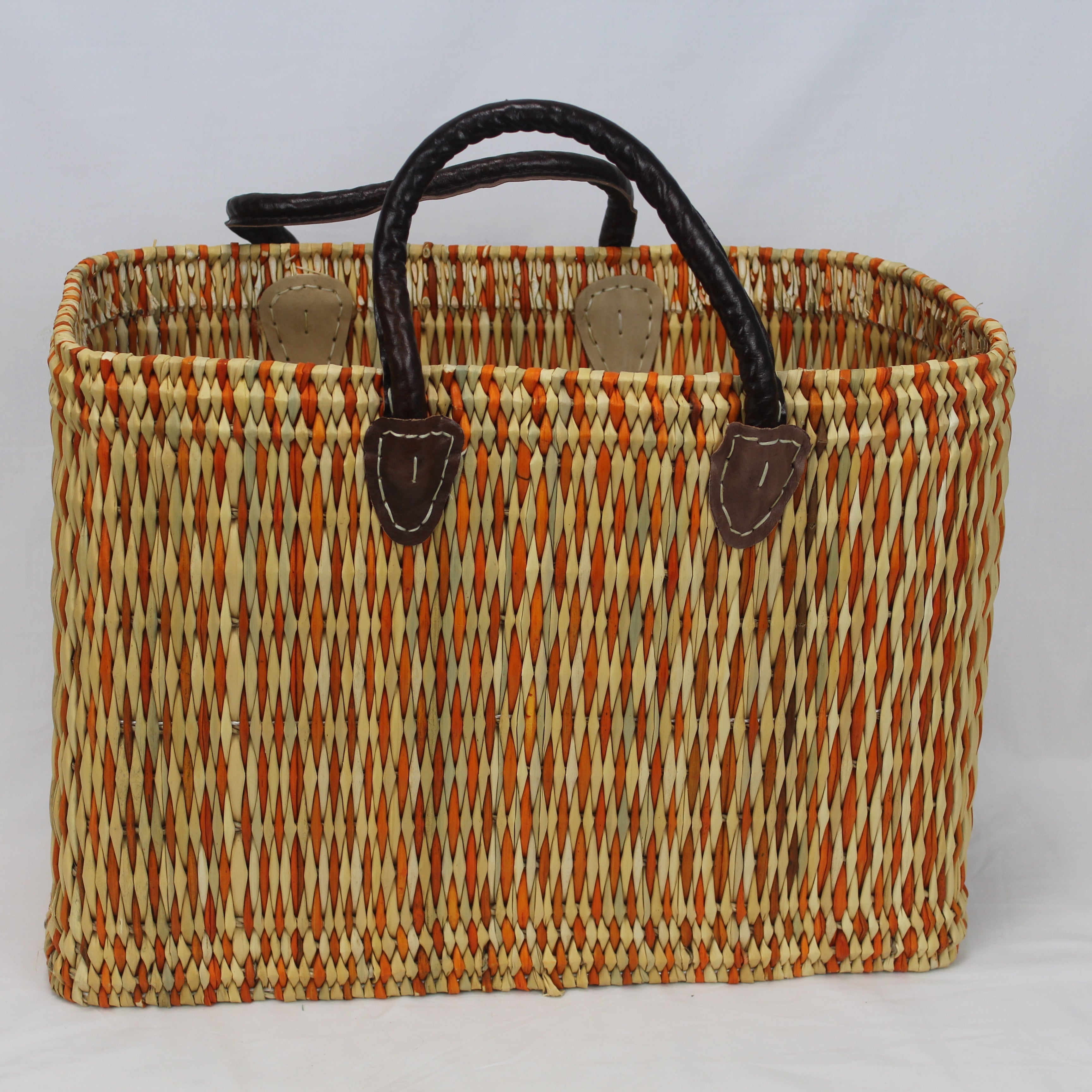 Natural Reed Handmade Moroccan Basket Tote - Set of 2