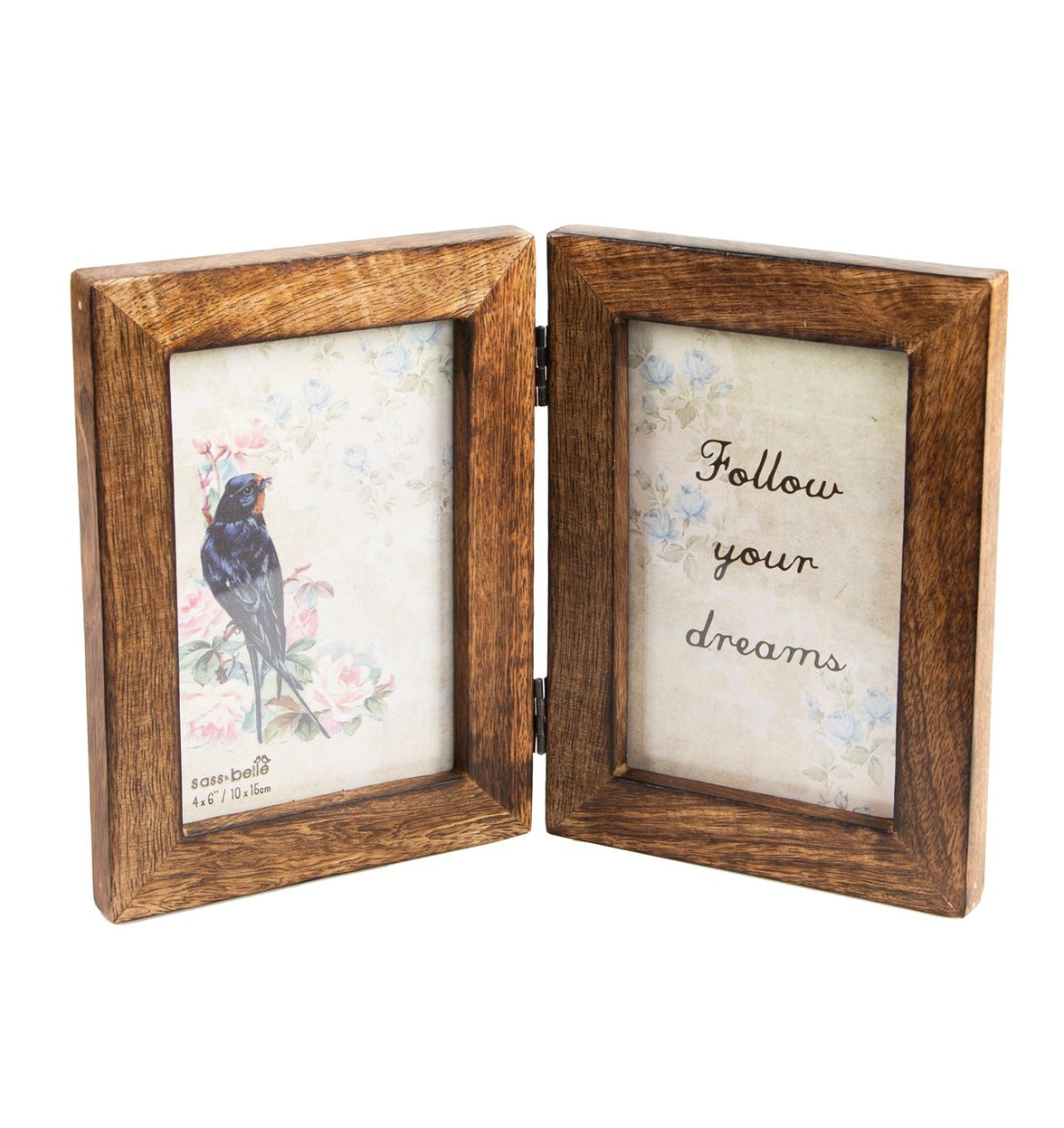 Dark Wood Double Photo Frame