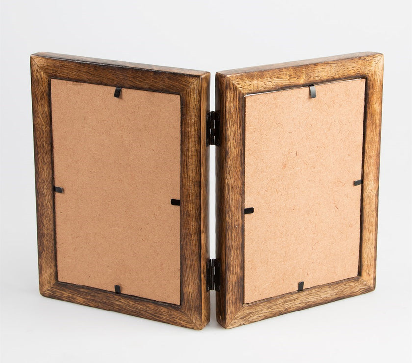 Dark Wood Double Photo Frame