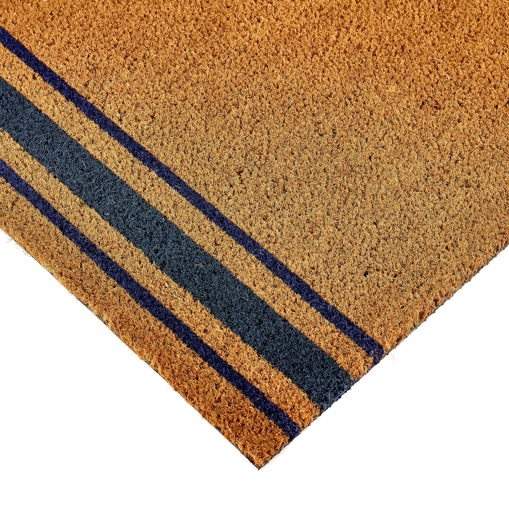 Navy Border Stripe Printed Coir Door Mat