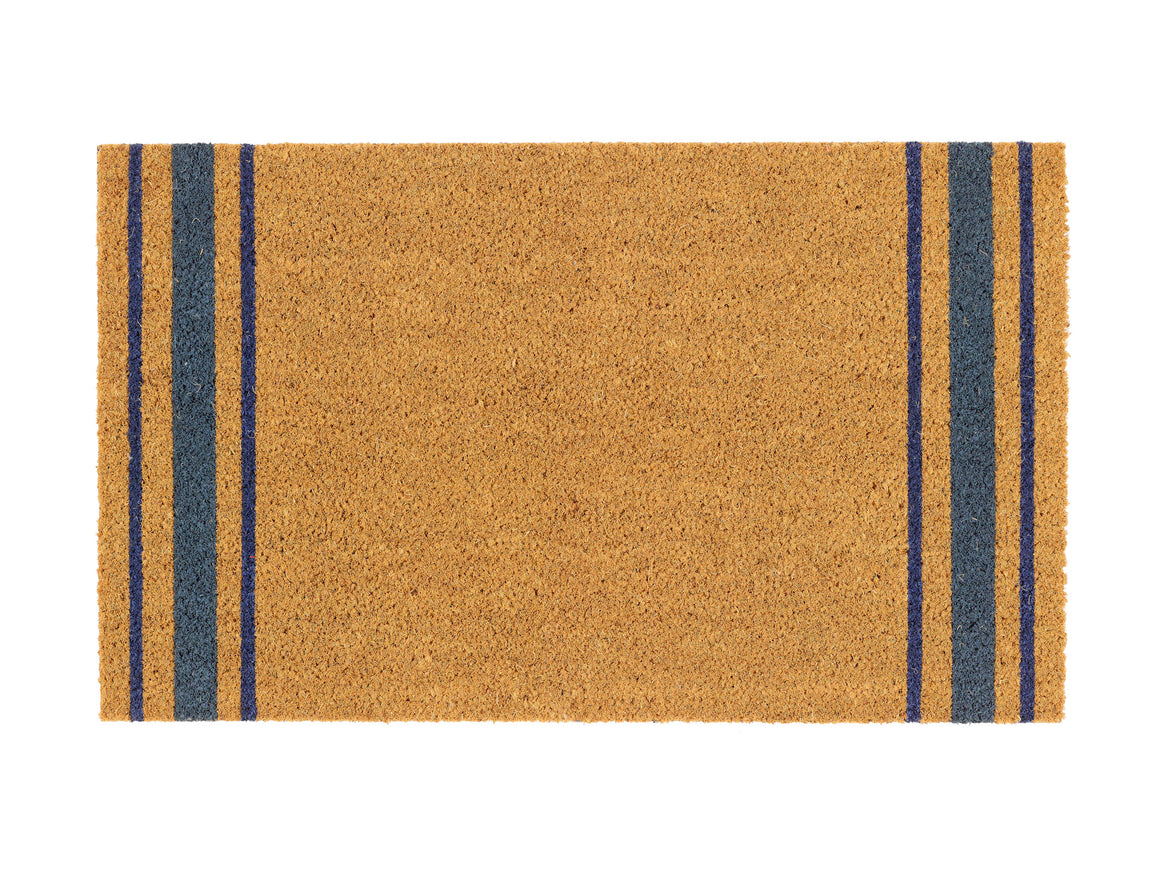 Navy Border Stripe Printed Coir Door Mat
