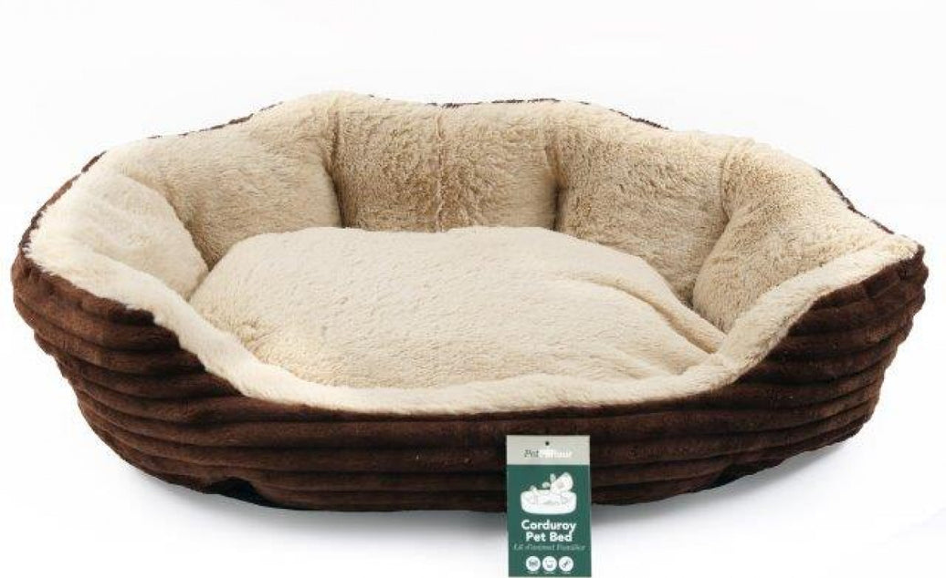 Brown Corduroy Pet Bed - Large